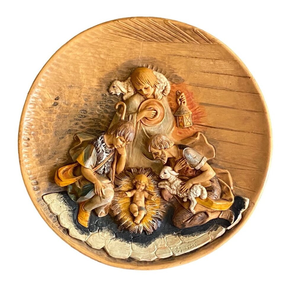 Vtg 1987 Fontanini Christmas Plate O‎ Come Let Us Adore Him Elio Simonetti 9" 3D
